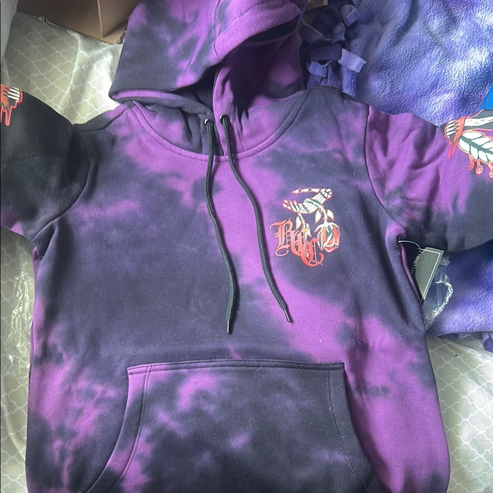 Purple and Black Tie-Dye Hoodie